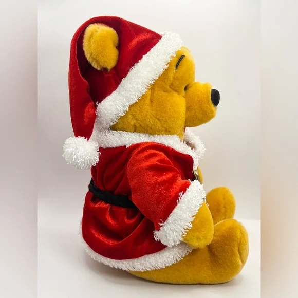 Vintage Winnie The Pooh Disney Store Exclusive Santa Plush 12” Christmas - Picture 8 of 9